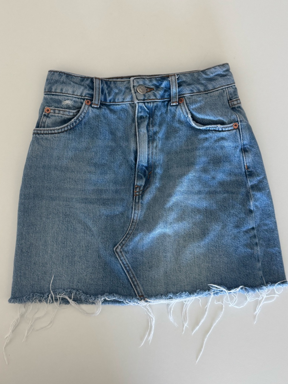 Topshop Light Blue Frayed Hem Denim Shorts